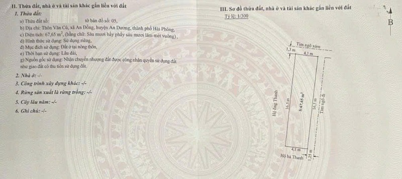 BÁN ĐẤT THÔN VĂN CÚ – XÃ AN ĐỒNG – AN DƯƠNG – HẢI PHÒNG